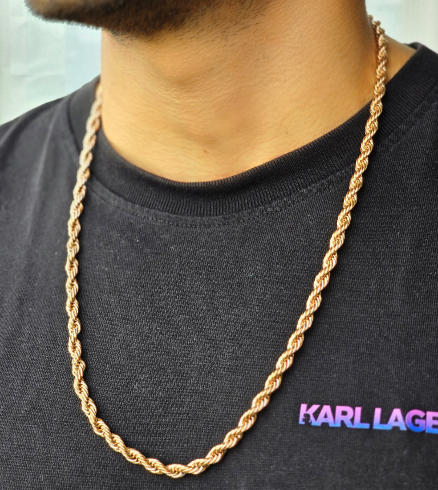 Cadena Lazo para Hombre en Oro Laminado Premium Rosa – 65 cm
